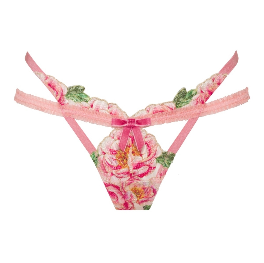 For Love & Lemons Needlepoint Roses Thong Panty